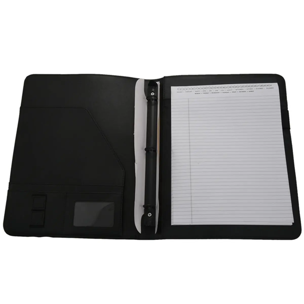 2026 New A4 Vegetarian Leather 3 Ring Portfolio Binder Business Binder Padfolio with Notebook Pad Interview & Business