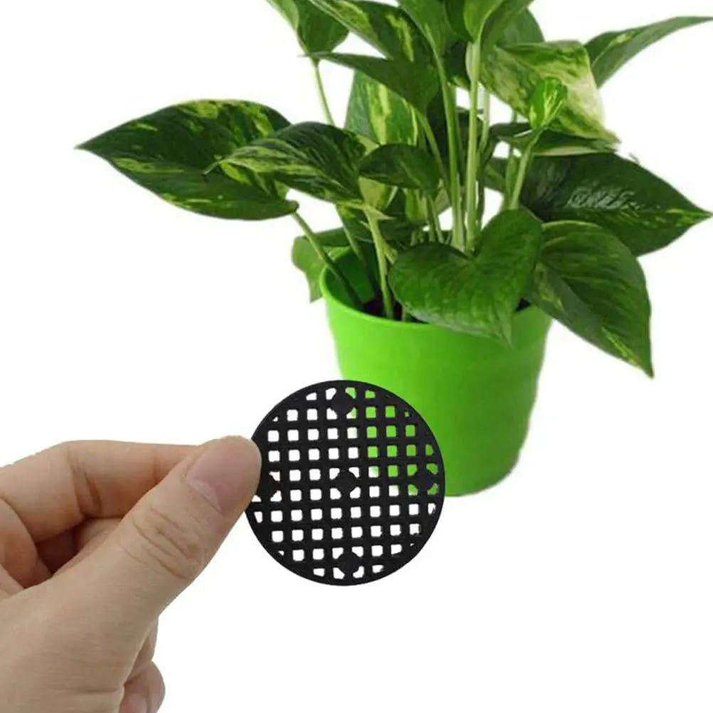 

120pcs Flowerpot Base Pad Black Plastic Mesh Drainage Hole Protection Pp Material Indoor Outdoor Plant Pot Cushion Succulent
