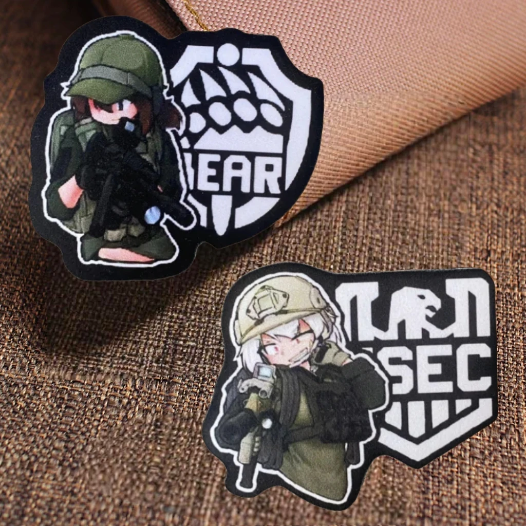 

BEAR Patch UCSE Anime Girl Print Patch Tactical Hook and Loop Morale Badge Military Backpack Decorative Sticker Armband Clothing