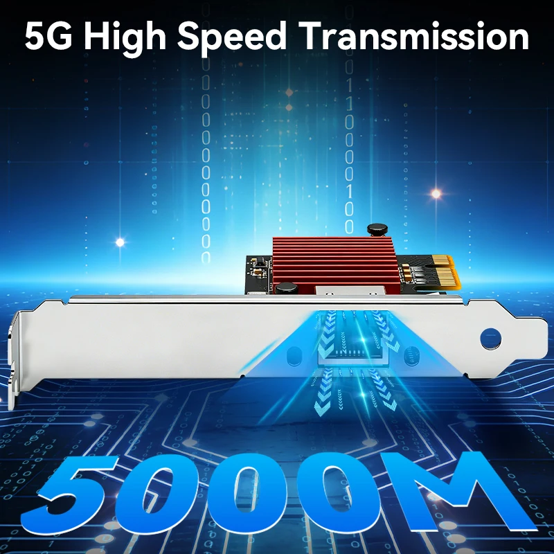 5G PCIe Network Card Ethernet 5Gbps Desktop PCI-E X1 to 5G Network Adapter 5000Mbps, Suitable for Windows 10/11