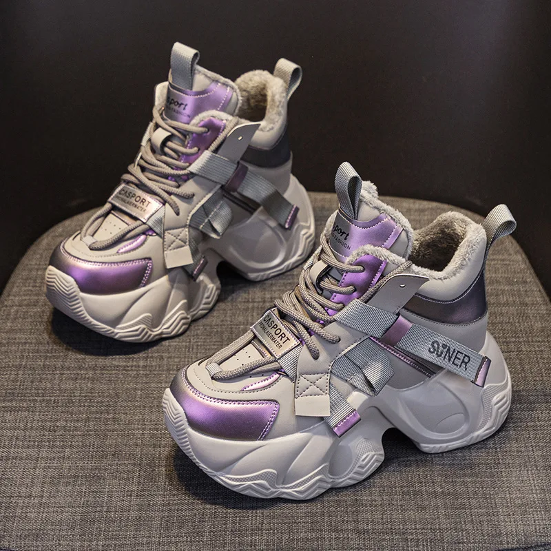 

Fall 2025 Dad Shoes Thick Bottom Heightening 8cm Trendy Casual Versatile Fashion Lace-Up Women's Shoes Low Cut Flat Head