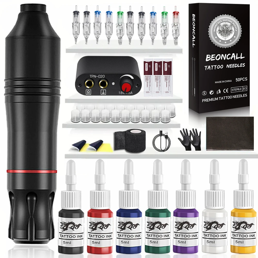 

Профессиональный комплект тату-машины, набор роторных ручек для татуировки с картриджеми, иглами, чернилами, набор тату-пистолетов для начинающих татуировок и художников