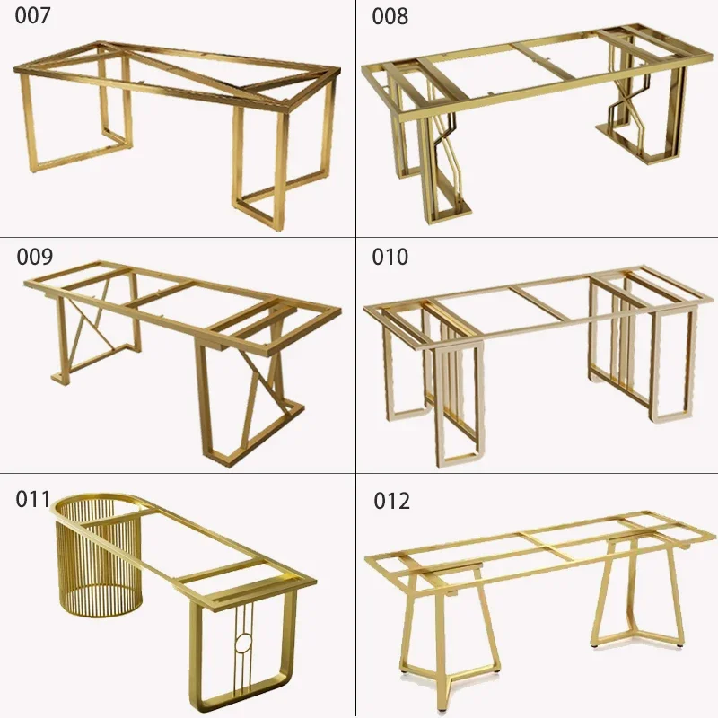 Customized wrought iron stainless steel dining table foot big board table rock marble round table