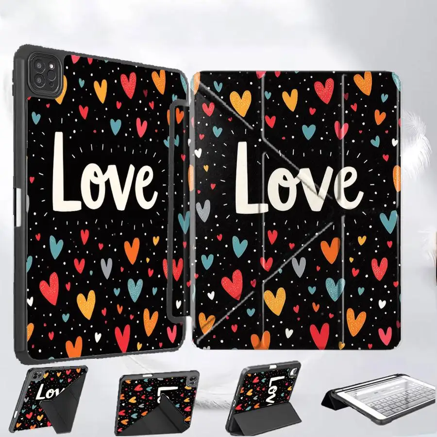 

Colorful Heart Love Pattern Holder Cover Tablet Case For iPad Air 4 5 M3 M2 M4 11inch Pro 2025 Pro 11th 10th 9th 8th 7th
