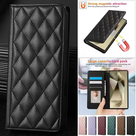 For Samsung Galaxy S25 Ultra S24 Plus S23 FE S22 S21 S20 S10 Note 20 Magnetic Leather Wallet Card Phone Case Flip Stand Cover