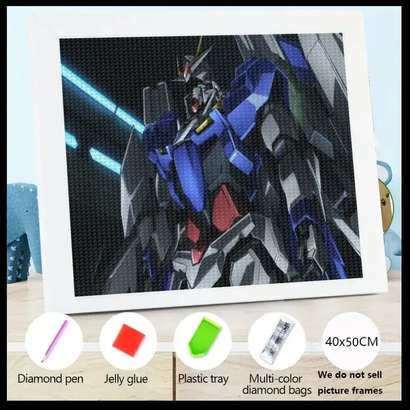 

1 шт. 5D DIY комплект алмазной живописи, аниме Mecha Robot Gundam Art, полная дрель, сверкающий кристалл, горный хрусталь, драгоценный камень, большой 40x50
