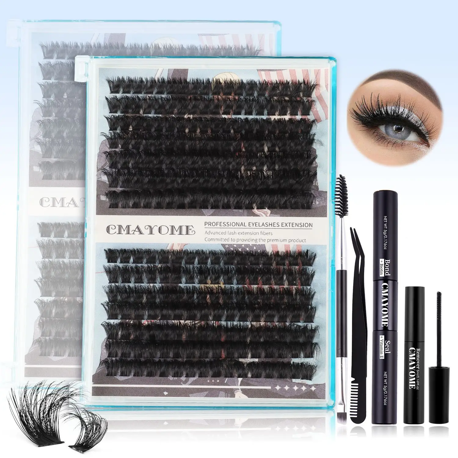 New Hot-selling False Eyelash Extension Set 238 Clusters 80D + 100D Thick Natural Curled Segmented Eyelashes