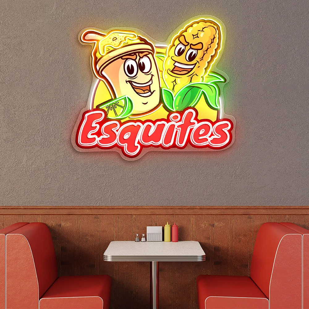 Mexico Esquites LED Sign Handmade Restaurant Kitchen Wall Decor Art Neon Light Custom Food Shop Decoration Neon Sign Lights