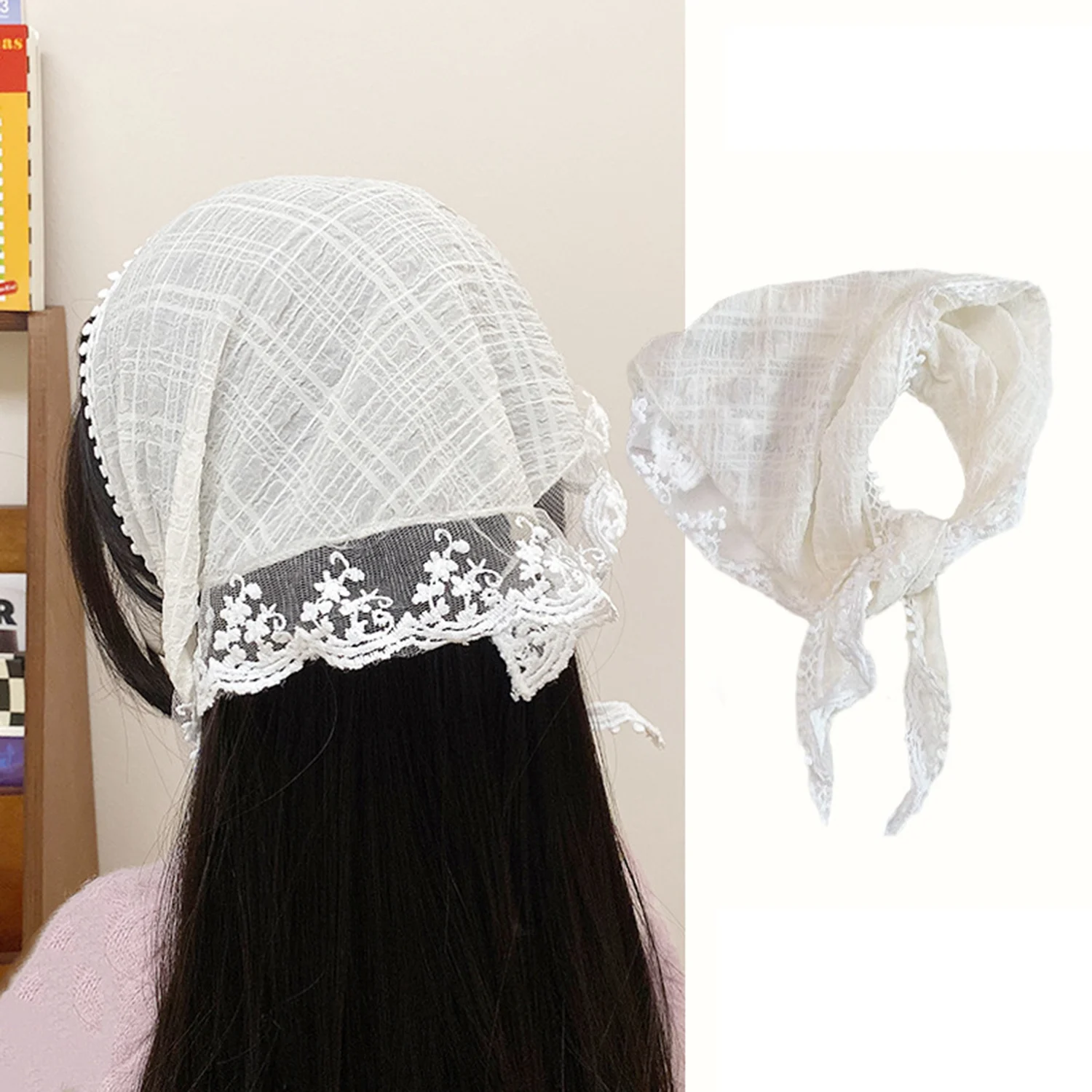 קוריאני s שיער תחרה צעיף נשים משולש רטרו שיער רצועת שיער רצועה שיער תיק headfootband turban accessorie