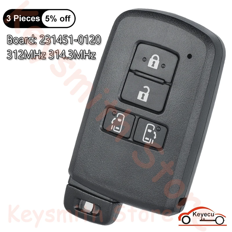 KEYECU 4 Buttons 312MHz 314.3MHz for Toyota Alphard Estima Vellfire Auto Smart Remote Control Key Fob Board ID: 231451-0120