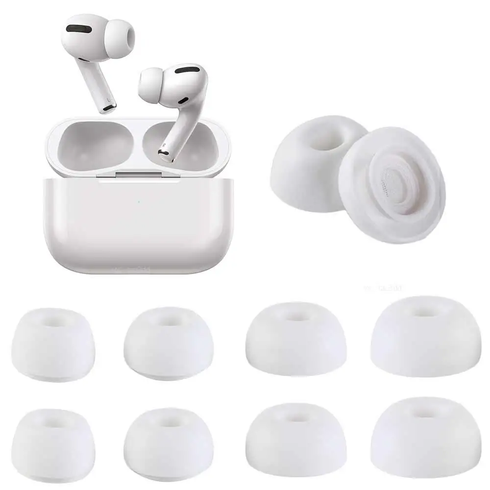 1pair Earbuds Earphone Tips Earmuffs Earplug Cover Silicone Soft Ear Tips XS/S/M/L White Headphone Eartips For Airpods Pro 1/2