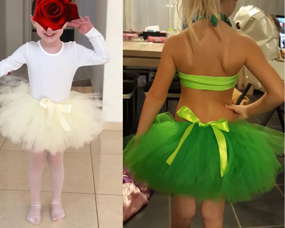 Grüner Tutu-Rock für Mädchen, Kinder-Tanzkostüm, flauschiger Cosplay-Rock für Weihnachtsfeier, Geburtstagsfeier – Detail 5
