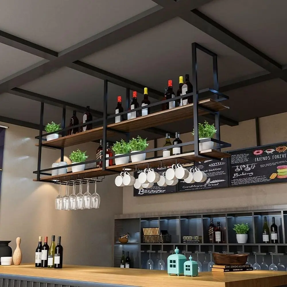 

Потолочная стойка для бокалов для вина — плавающий держатель для растений и стекла с защитными перилами для декора дома и кухни