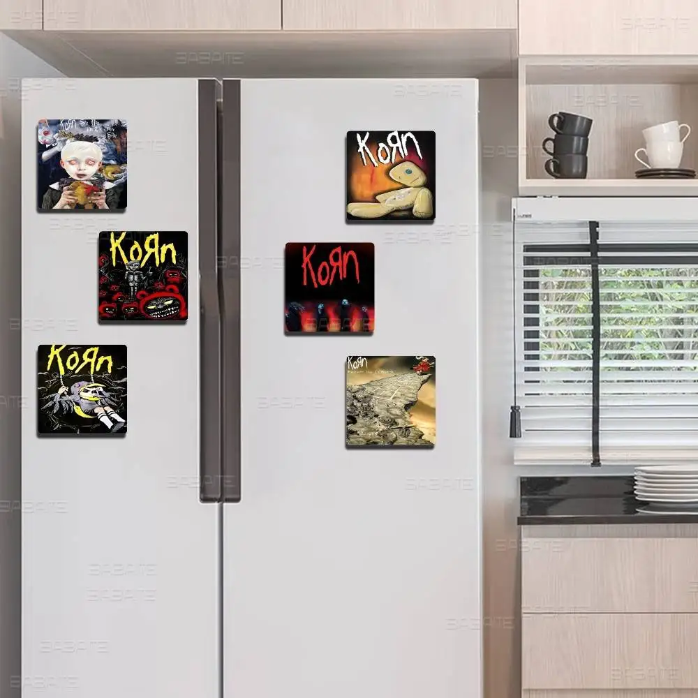 Korn Rock Band Musik-Magnet, personalisierter Kühlschrankmagnet, quadratische Form, Kühlschrank, Kühlschrank, Wand, Tür, Dekoration