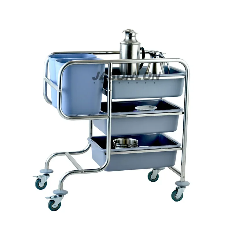 Hotel restaurant five bucket storage car square tube round tube disassembly collection car convenient trolley customization
