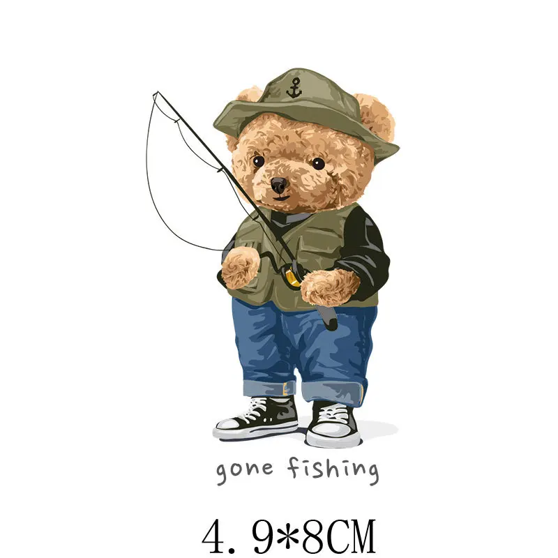 Cute Bear Ironing Patches for Clothing DIY Sweatshirt Hoodies Decor Heat Transfers Patch for Kids Jacket Thermal Stickers Gift