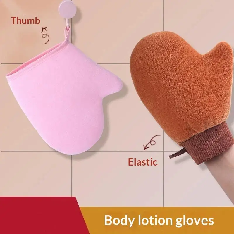Körperlotion-Handschuh Selbstbräunungs-Handschuh Doppelseitig Verhindert Klebrige Hände Applikator Schnell Trocknender Beflockter Handschuh Make-up-Applikator – Detail 7