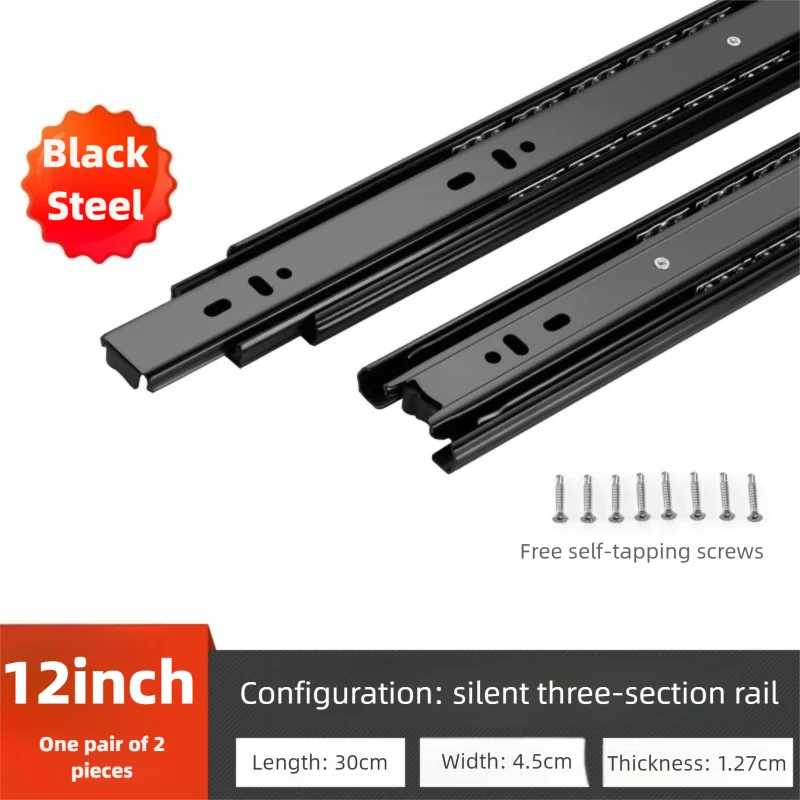 Laderail 10 ~ 20 Inch Koudgewalst Stalen Ladegeleiders Sluiten Lade Schuifrail Tweedelige Kastgeleiders Meubelbeslag