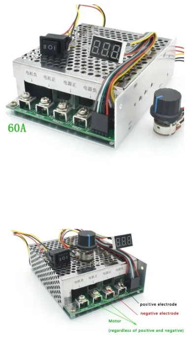 1pc DC Brush Motor Two-way Speed Controller With Switch Potentiometer 270 Degrees, 0-100% Adjustable