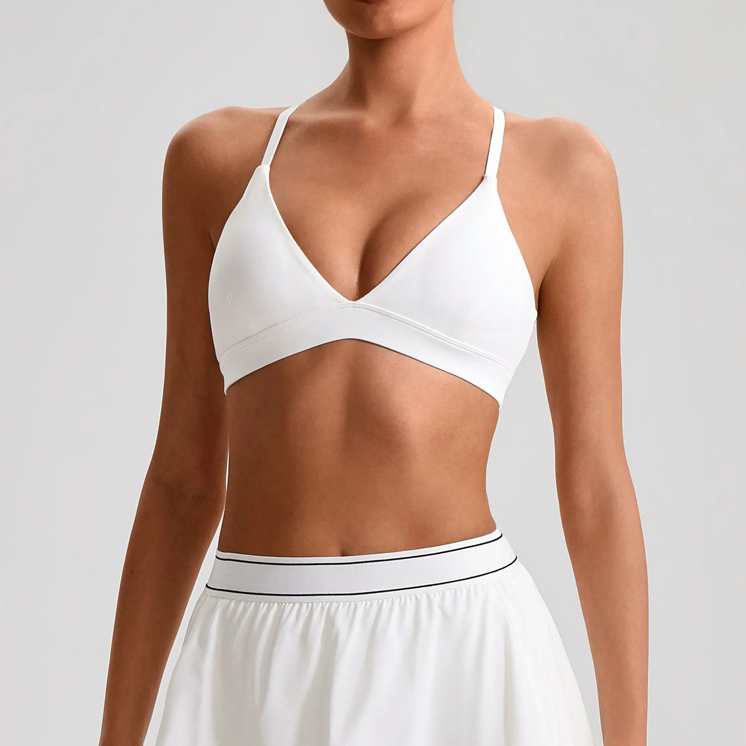 Soutien-gorge de yoga ajusté pour femme, camisole dos élégant sans armatures, séchage rapide, pour la course, le yoga et le fitness, avec coussinets de poitrine