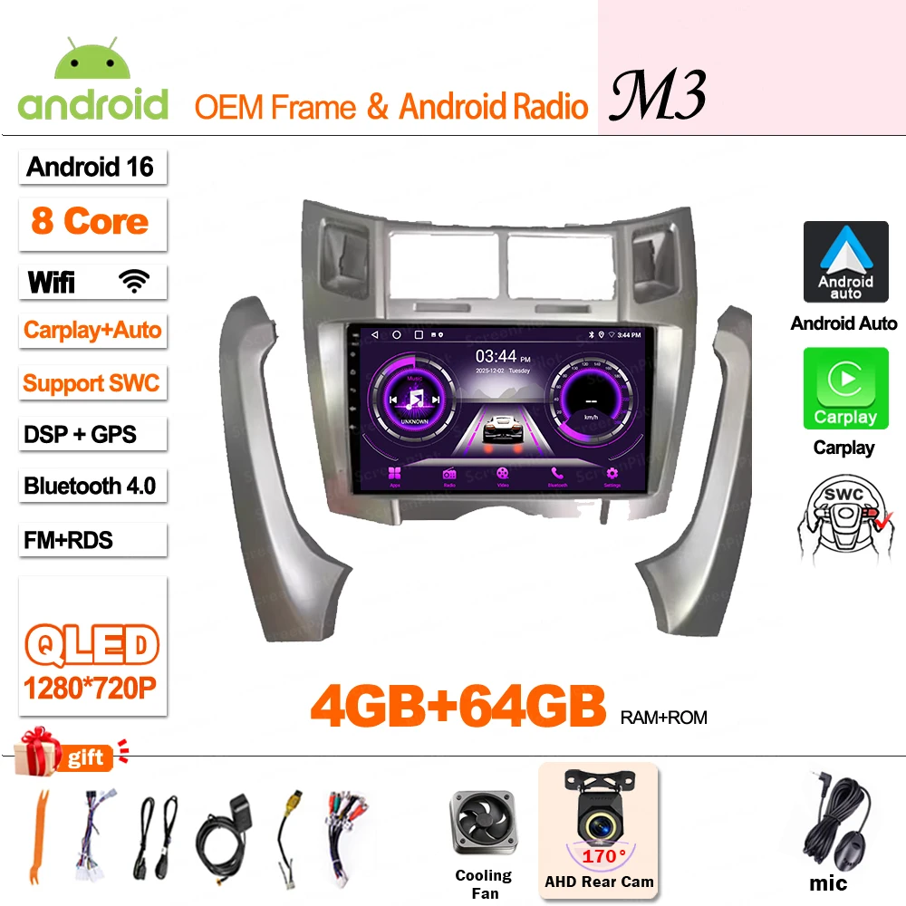Android 16 autoradio multimediaspeler videospeler stereo head unit 2 din Android Auto DSP voor Toyota Yaris Vizi 2005 - 2010 2011 2012