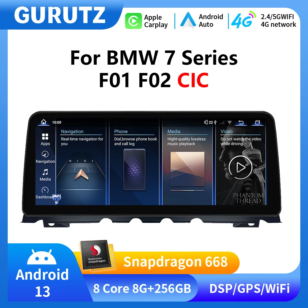 

Car Radio For BMW 7 Series F01 F02 CIC System Android 13 Multimedia Player Navigation GPS 4G Carplay Android Auto Stereo DSP