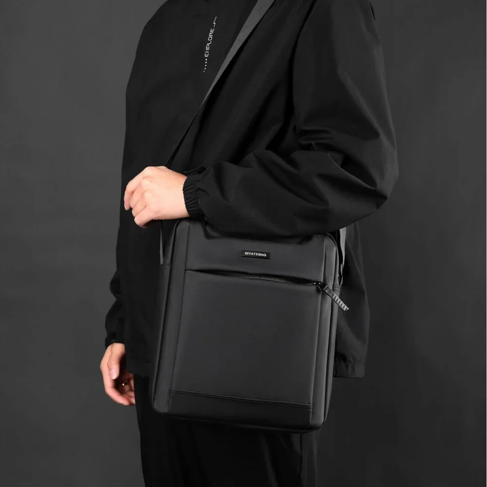 Modische, lässige Herren-Umhängetasche, koreanische Version, einfarbig, minimalistische Umhängetasche für Business, Sport, Studenten, Pendeln – Detail 1