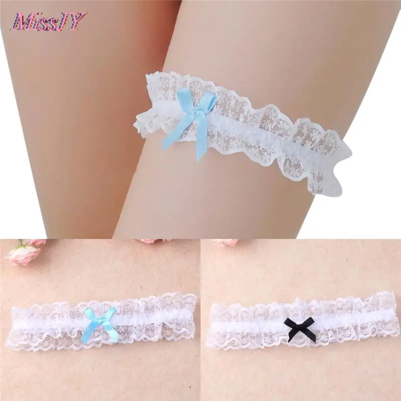 Women Sexy Lingerie Lace Floral Garter Belt Bowknot Leg Loop Wedding Garters Bridal Cosplay Fashion Stocking Ring White