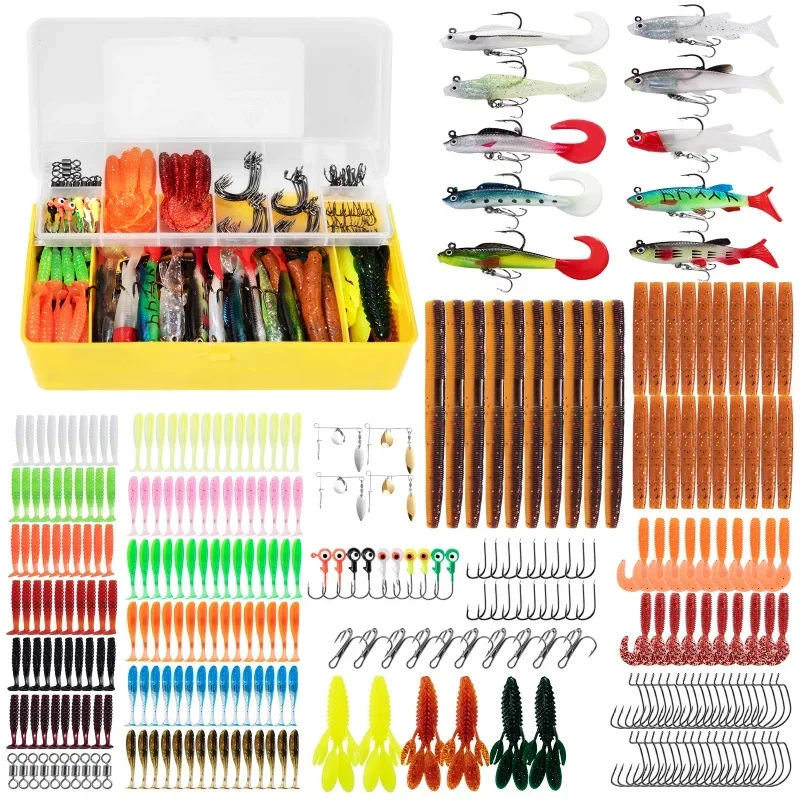 

350PCS Fishing Lures Set Freshwater Soft Silicone Bait Kit Artificial Wobbler Metal Jig Spoons Hook Fishing Accessories Tackles