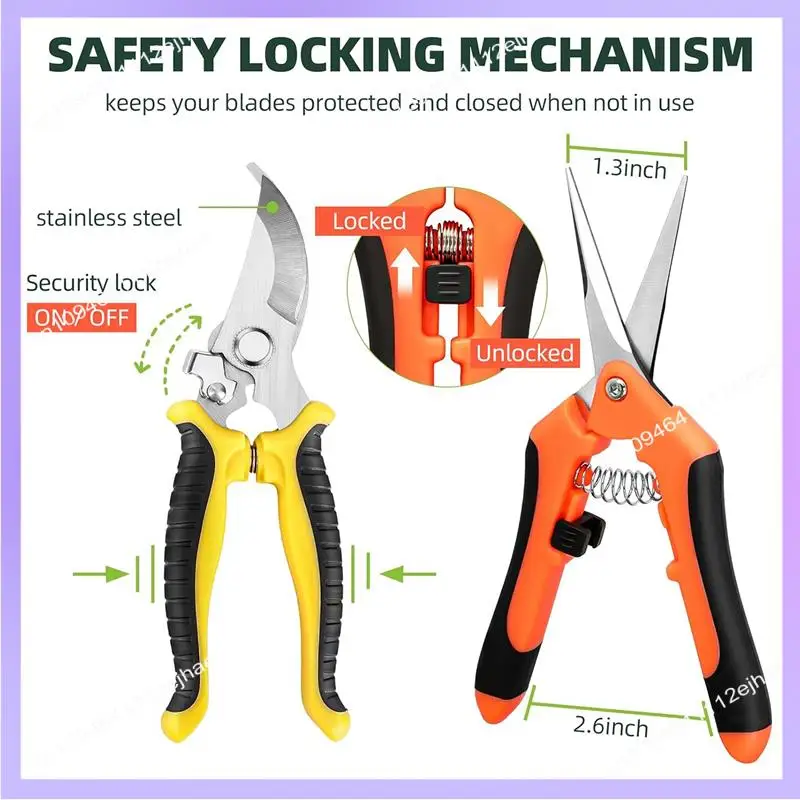 N83R 3 Pack Garden Pruning Shears, Stainless Steel Garden Shears, Gardening Shears, Gardening Scissors, Garden Scissors Easy To