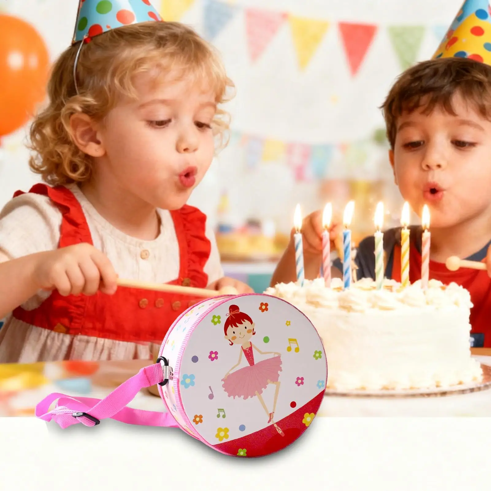 おもちゃのドラムセット 教育用楽器 5.9インチ 調節可能なストラップ おもちゃの楽器セット 2-5歳の男の子と女の子向け 早期