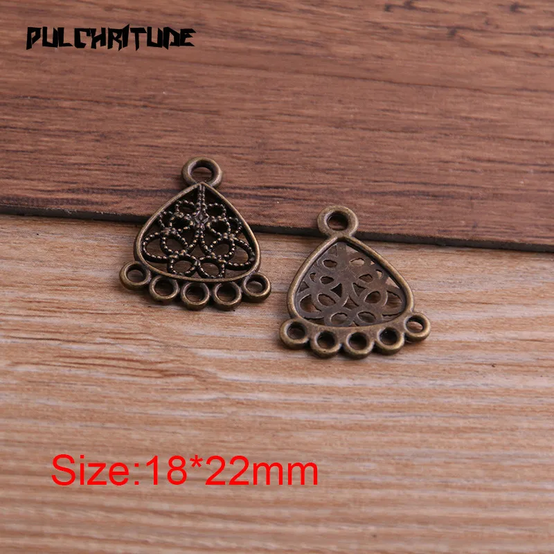 PULCHRITUDE 20pcs 18*22mm Two Color Zinc Alloy Vintage Pendant Charm Jewelry DIY Hollow Connector Pendant Necklace