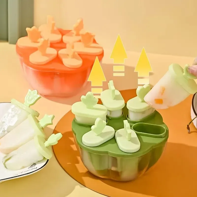 Plastic food grade ice cream freezer mold tool 6 cell ice cream mold Diy popsicle mold