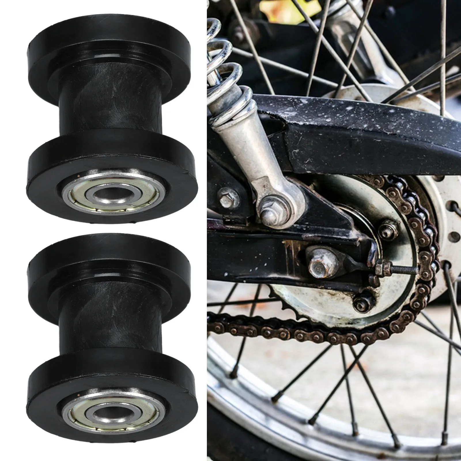 

2pcs Motorcycle Tensioner Roller Guide Bearing Wheel Durable Anti Slip Easy Install Pulley Roller Chain Slider For Motorcycle
