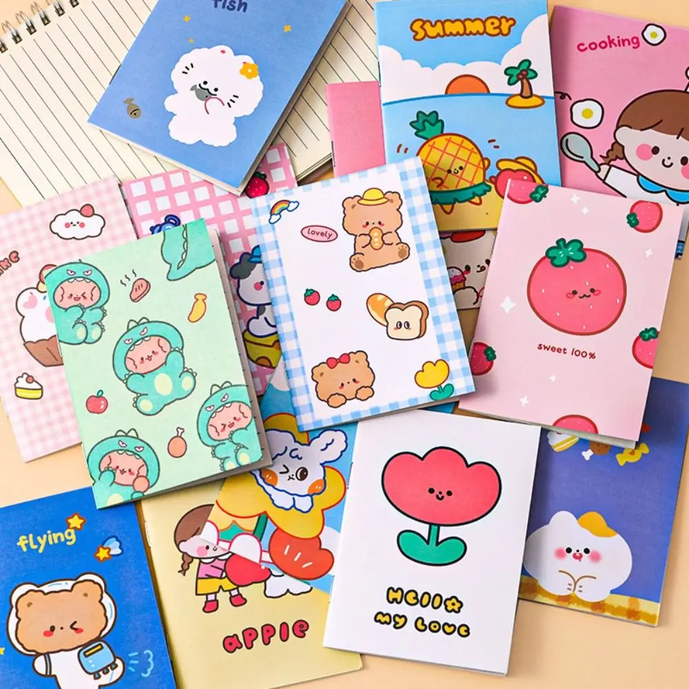 Mini bloc-notes de poche de dessin animé mignon, carnet de notes de poche, journal, mémo, portable, mini cahier, cadeau de récompense, 4 pièces