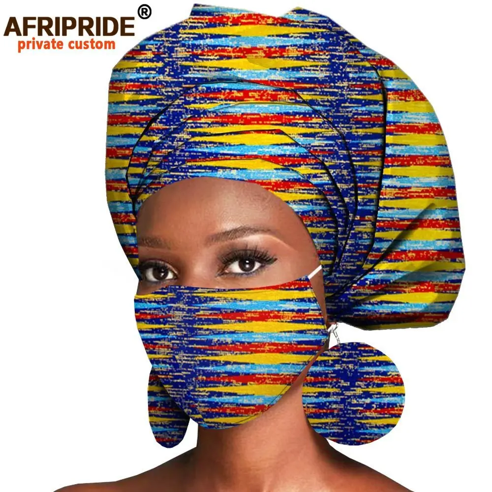 Diadema africana, pendientes, accesorios para el cabello, bufanda, capó, tela de cera Ankara, turbante para la cabeza, pañuelo africano, máscara,
