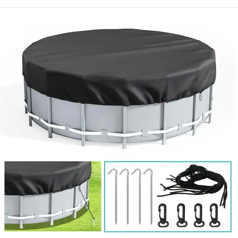 8/10/12FT Round Swimming Pool Covers For Above Ground Pools Hot Tub Cover Solar Covers Heavy Duty Tear Resistant Pool Cover