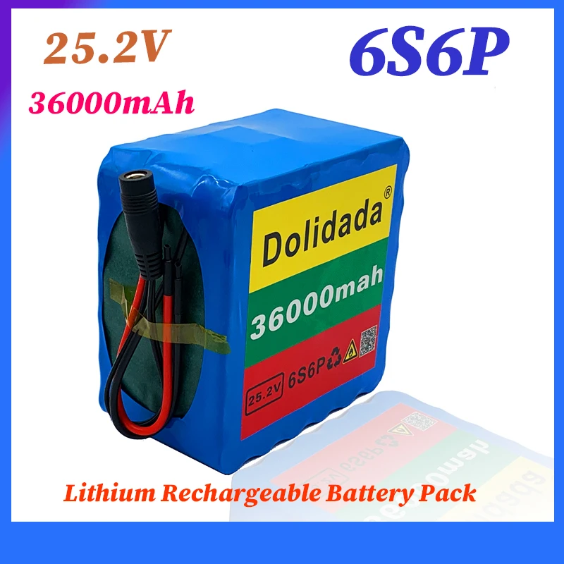 

36000mAh 24V 18650Lithium Rechargeable Battery Pack 6S6P 25.2V for Electric Bicycle Electric Scooter with BMS Power Tool Battery