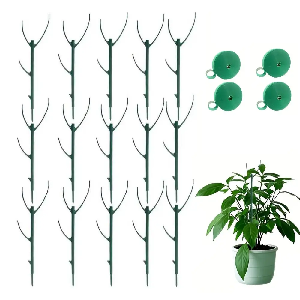 20PCS Adjustable Height Plant Support Stakes Plastic Reusable Climbing Plant Support Includes Ties Green Plant Support Poles