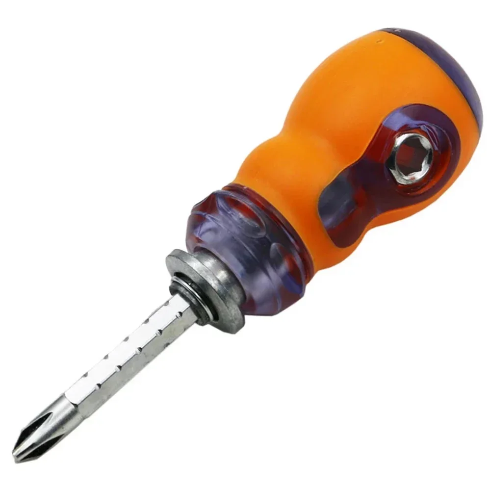 Double Head Ratchet Screwdriver Short Handle Slotted/sPhillips Screwdriver Telescopic Chrome Vanadium Steel Screw Driver