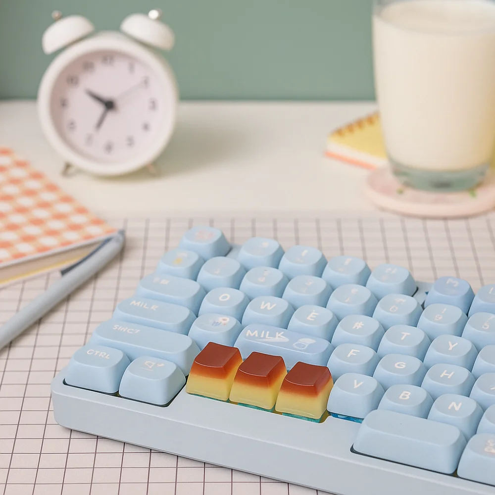 

Cross Shaft Jelly Pudding Keycap Original Dripping Personalized Mechanical Keyboard Key Caps Jelly Texture Transparent Design