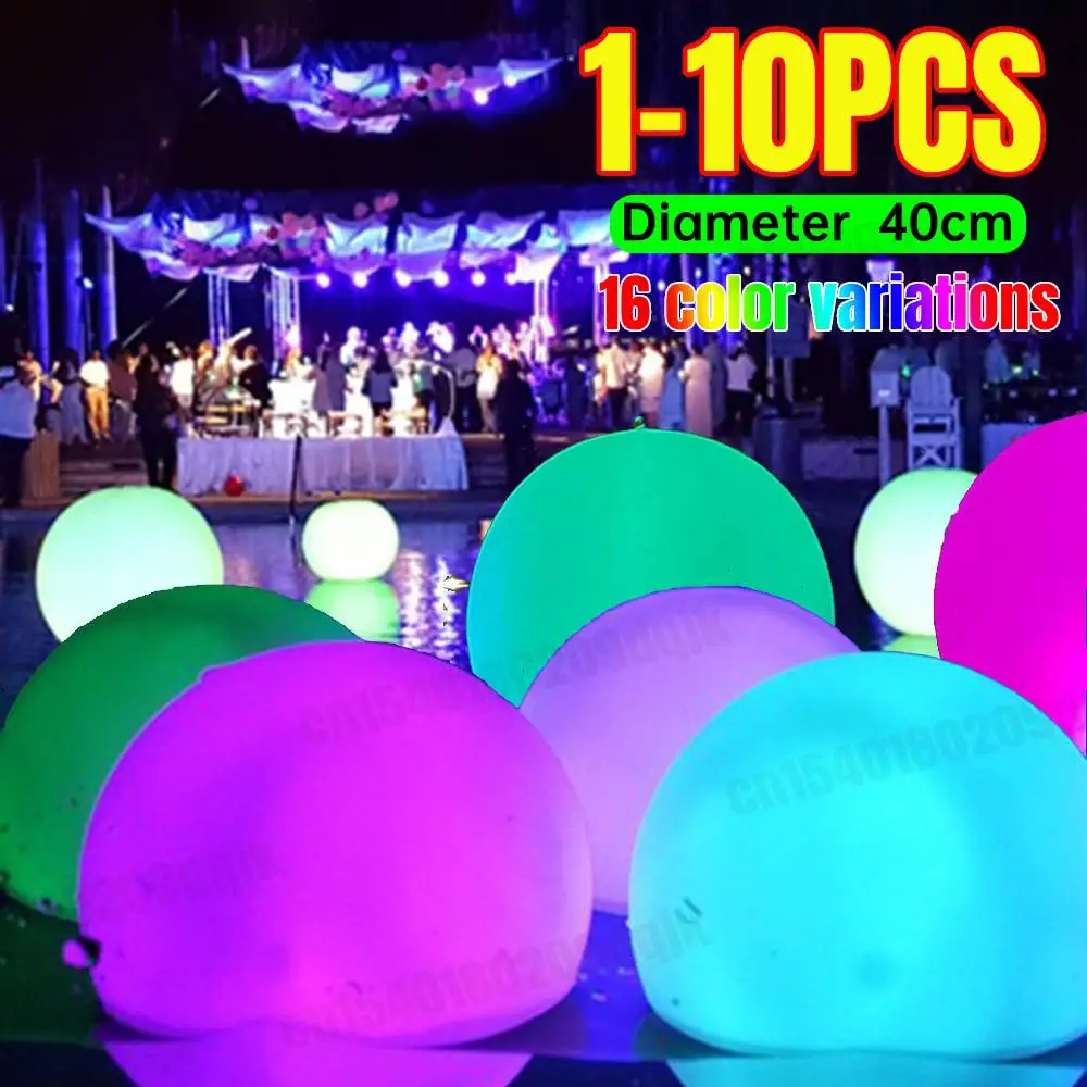 Luces flotantes para piscina de 16 colores, pelota de playa inflable grande de 40cm para Fiesta EN LA Piscina de agua, globo al aire libre, luz LED para bola de jardín