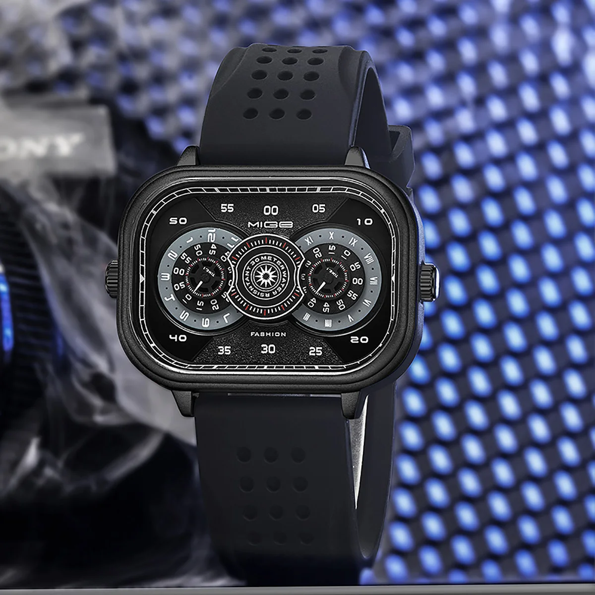 

MIGE original Miyota double movement fashion quartz watch for man luminous Stainless Steel Waterproof diver men‘s’ wristwatch