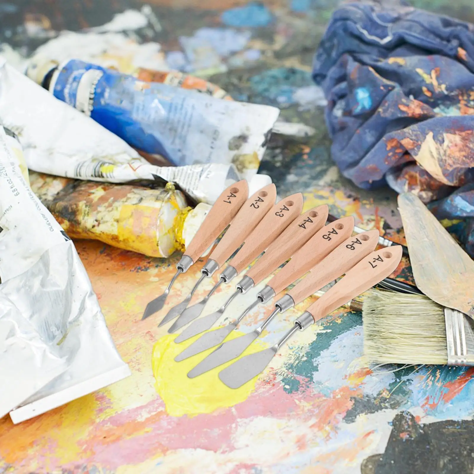 Palet Lukisan Minyak Warna Spatula Pengaduk Campuran Alat Kanvas Patung