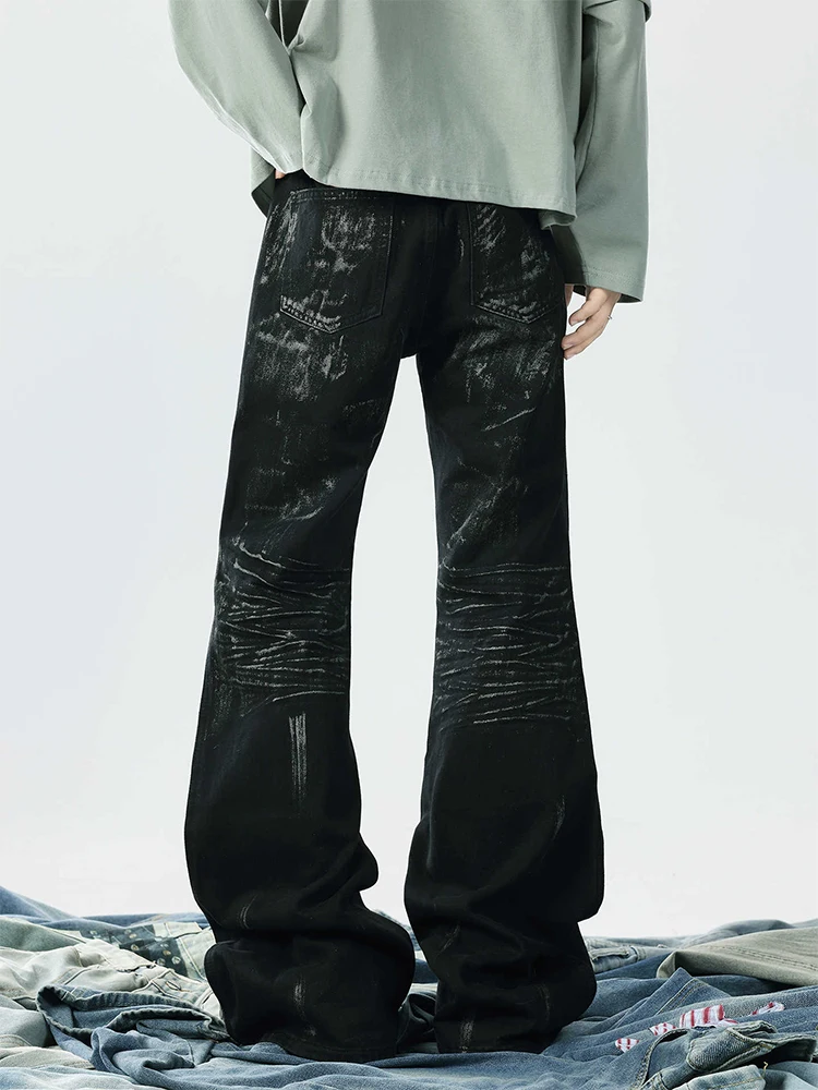 بنطلون جينز نسائي داكن أكاديميا قوطي متوهج من قماش الدنيم الياباني Y2k جينز أمريكي ريترو بيل سفلي هاراجوكو 2000s موضة كورية