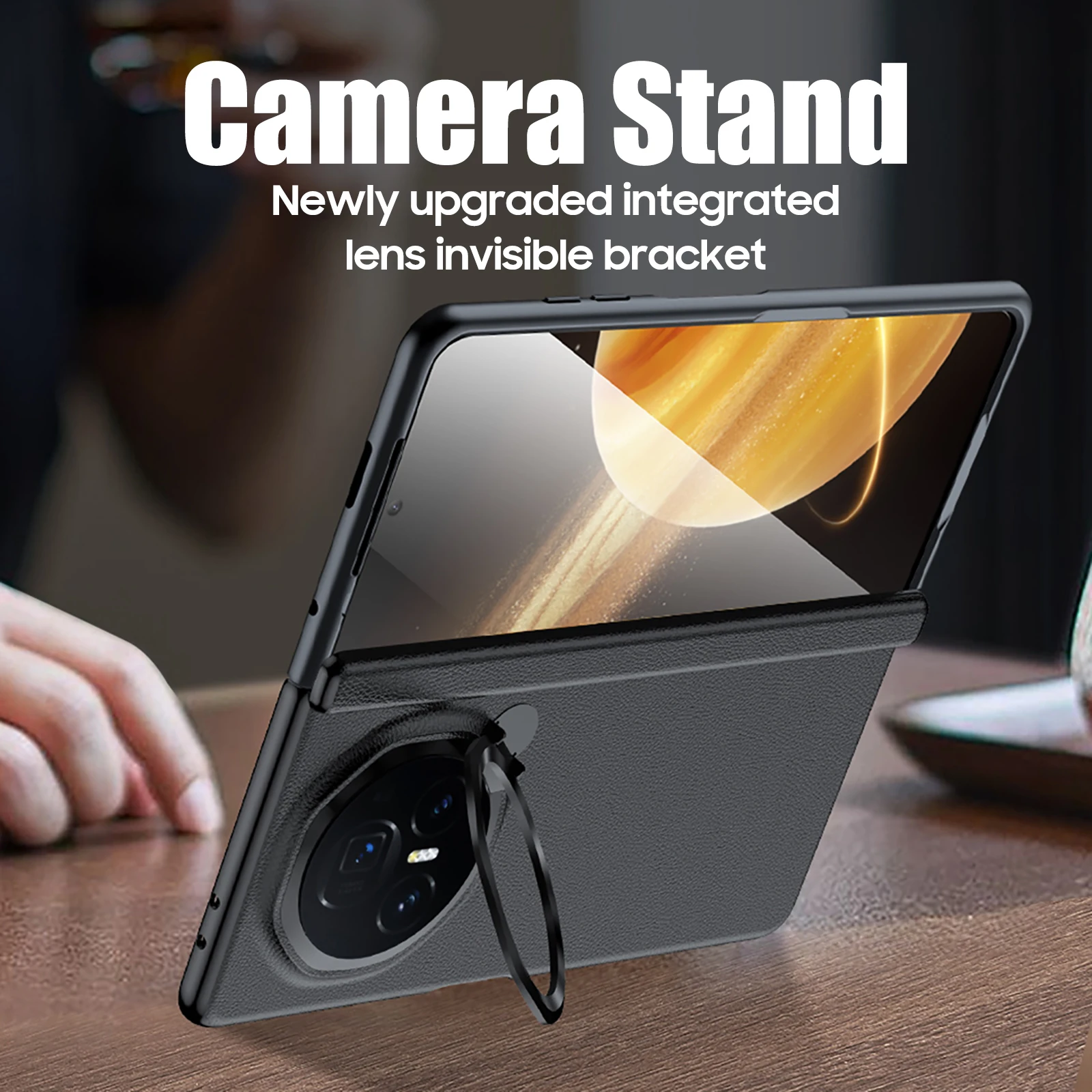 Кожаный защитный чехол для Honor Magic V3, встроенная пленка для подставки для камеры, защита петли, подходит для чехла для телефона Magic VS3