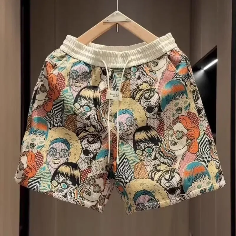 

Летние молодежные трендовые свободные брюки «пять четвертей», мужские повседневные брюки с принтом, новые повседневные брюки, дышащие и легкие