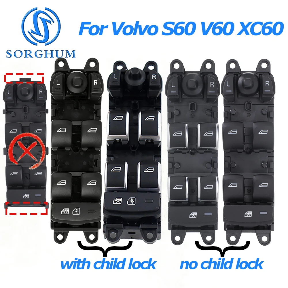 For Volvo S60 V60 XC60 2011-2016 2017 Power Master Driver Window Switch 31453265 31453264 31415677 31415675 31453266 31334346