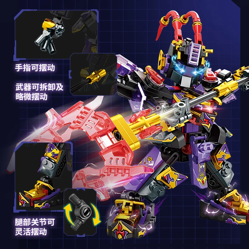 スーパーヒーローメカ戦士ビルディングブロックパープル呂布ロボットモデルDIYアクションフィギュア男の子誕生日クリスマスプレゼント子供のおもちゃ