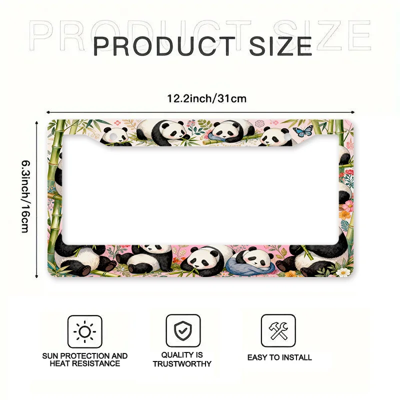 2D Flat, a Metal License Plate Frame Featuring an Adorable Panda Design, Is Perfect for Car Enthusiasts
